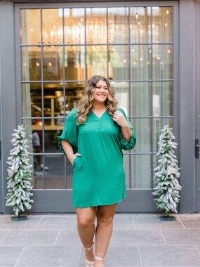 ODDY Green V-Neck Midi Dress
